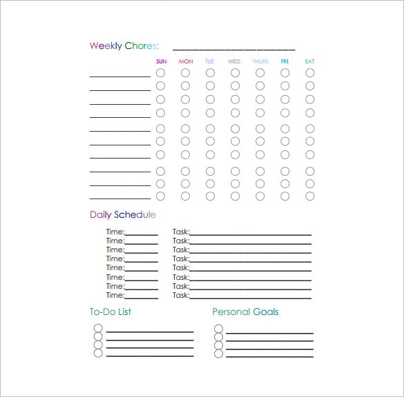 13+ Sample Weekly Chore Chart Templates - Free Sample, Example, Format ...