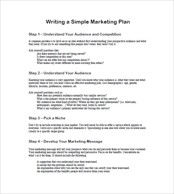 how to write a one page marketing plan