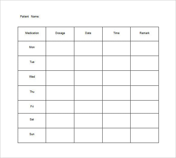 11+ Medication Chart Template Free Sample, Example, Format Download