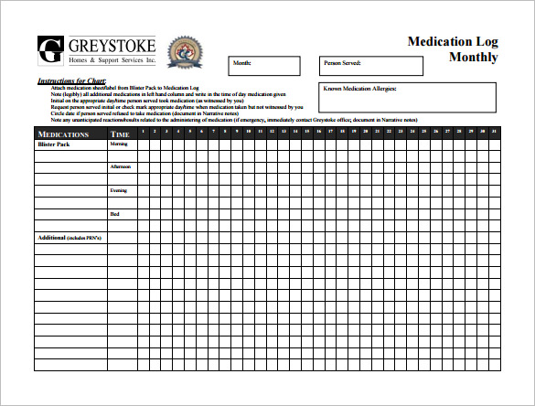 Monthly Medication Chart Template Printable Printable Templates