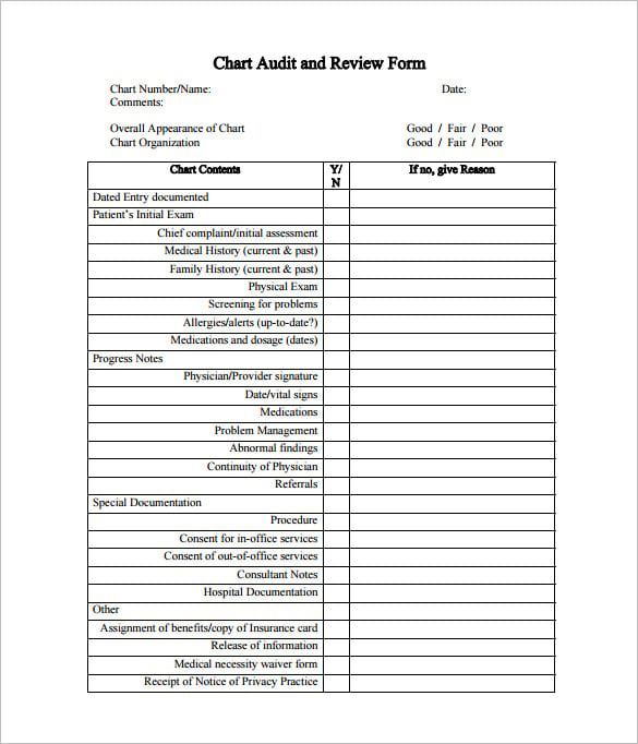 patient chart audit free pdf template downlaod