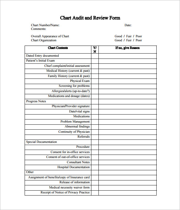 patient chart audit free pdf template downlaod