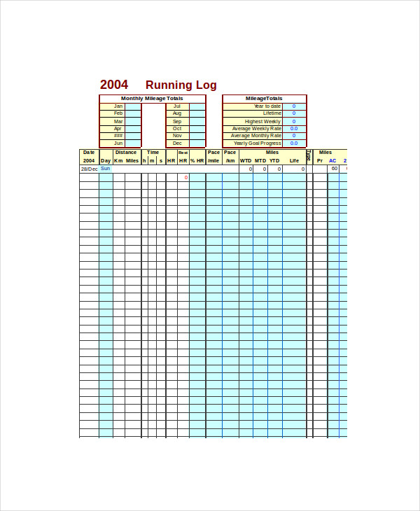 running log template