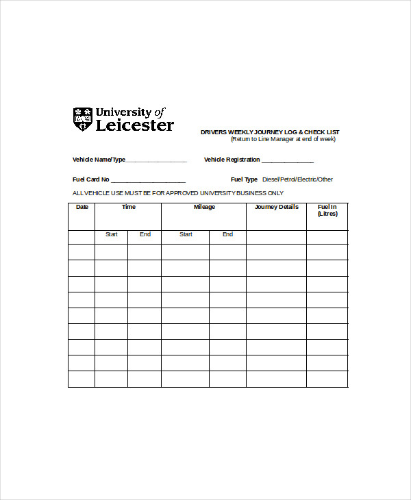 vehicle log template