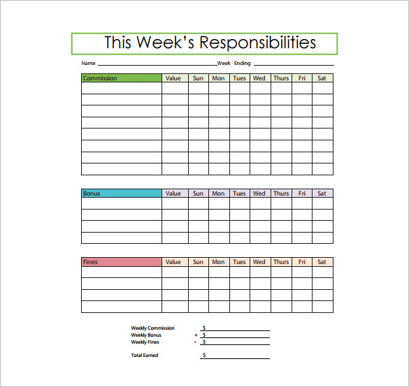 weeks responsibility chart free pdf downlaod