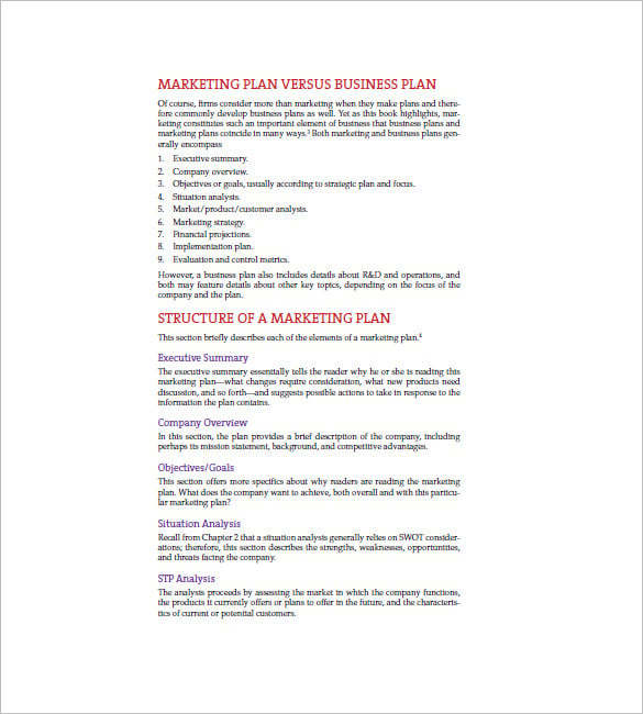 marketing plan executive summary example