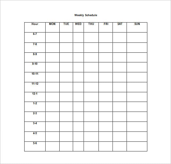 editable weekly schedule template free word doc