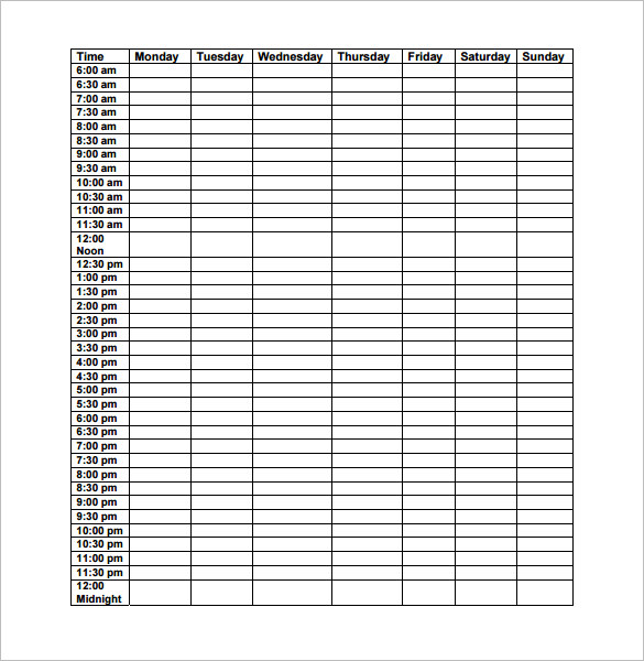 Daily Schedule Template