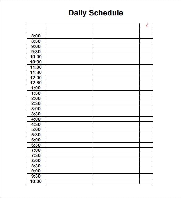 free download daily schedule template pdf
