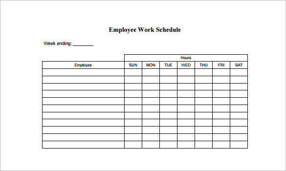 printable work schedule template