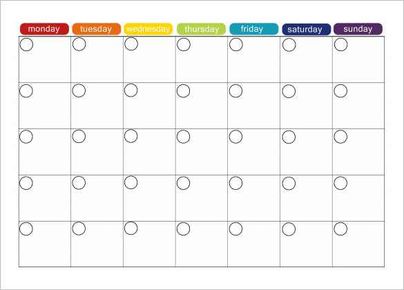 monthly menu calendar editable