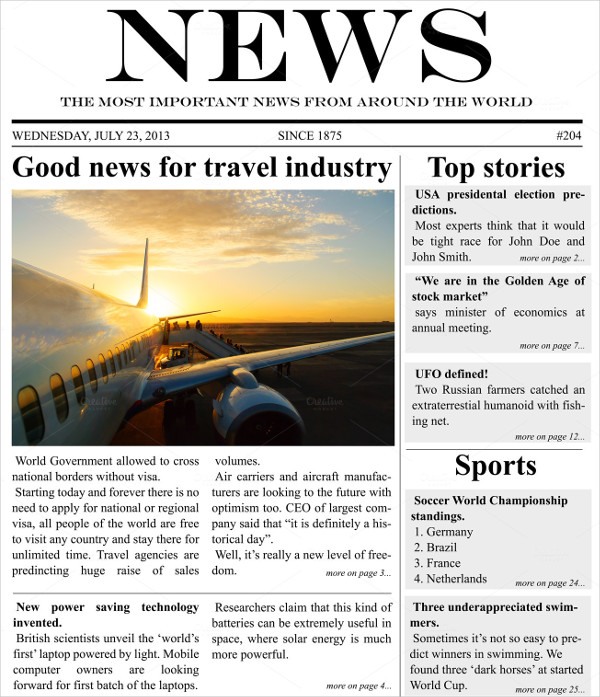 Newspaper Template - 16+ Free Word, PDF Documents Download ...