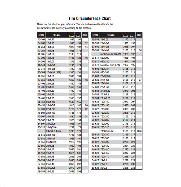 tire size comparision chart free pdf download