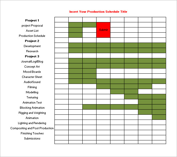 production schedule excel template