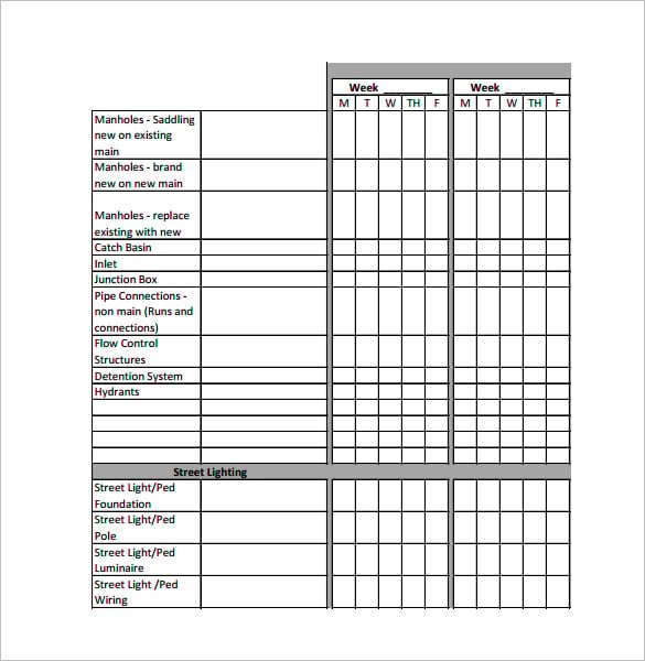 sip construction schedule template free pdf format