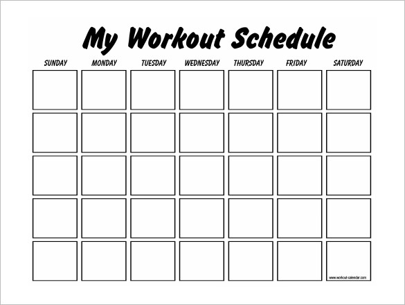 fitness calendar templates