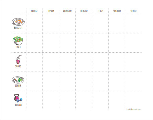 Weekly fitness schedule Template