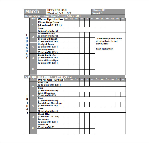 Football Weekly Workout Schedule Template Download Printable Pdf