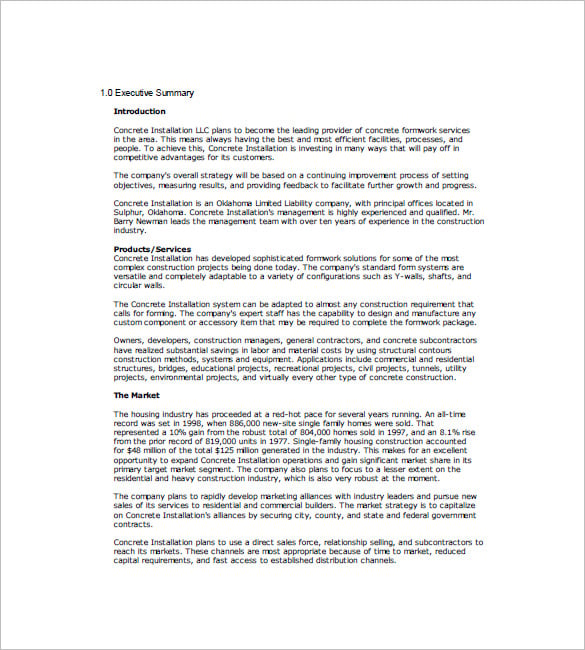 construction business marketing plan sample pdf