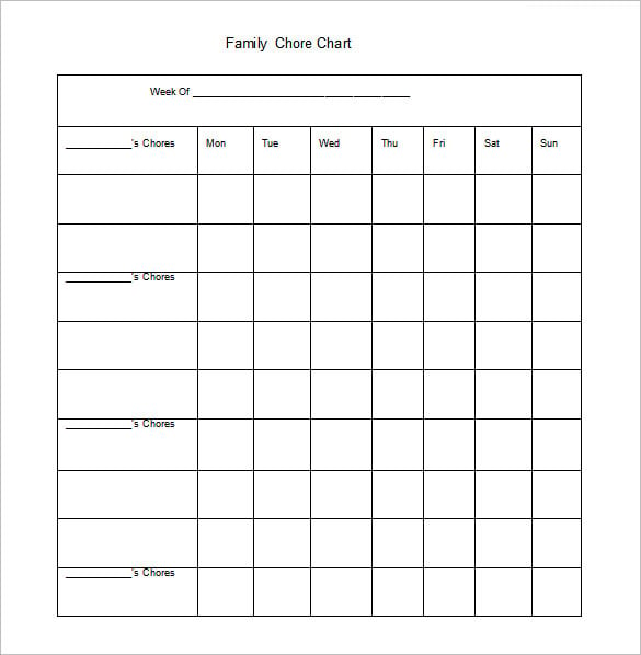 family chore chart word free download