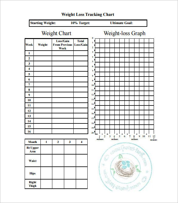 Weight Loss Chart Template 9 Free Word Excel PDF Format Download 
