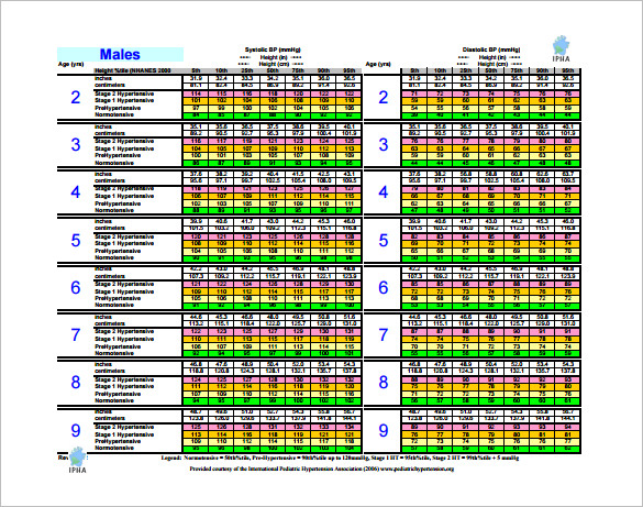 blood pressure limits chart template free pdf