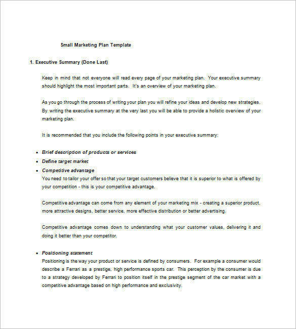 Marketing strategy business plan sample   executive 