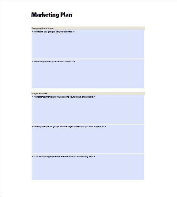 Sba Marketing Plan Template