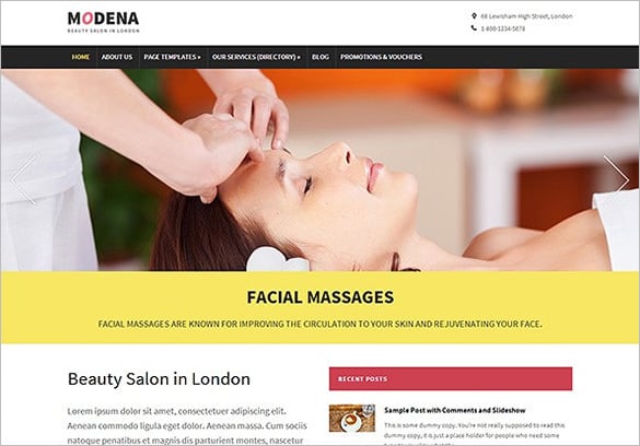 modena massage salon wordpress theme