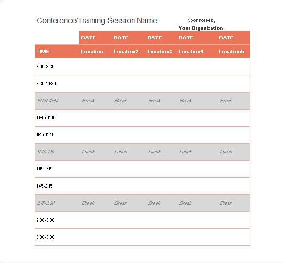 19 event schedule templates  word excel pdf  free