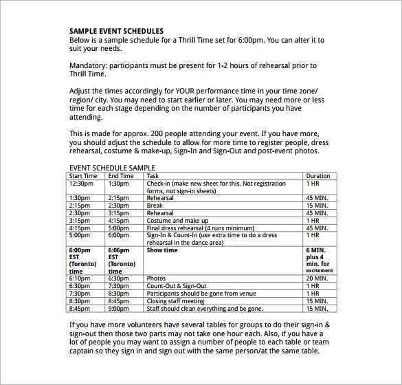 27 Event Schedule Templates Word Excel PDF