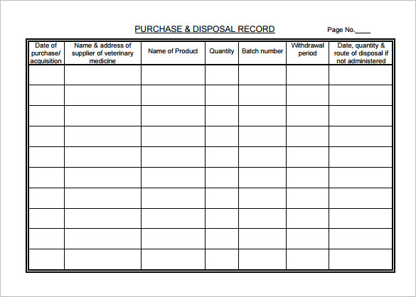 veterinary medicine record chart free pdf template