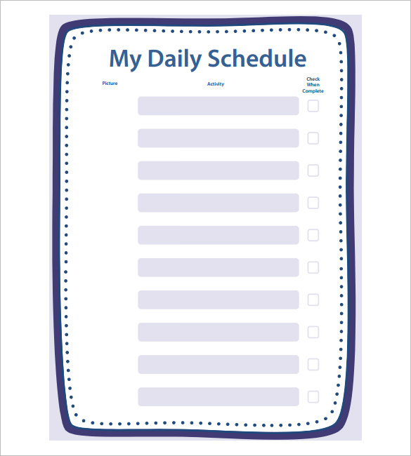 downloadable editable daily schedule template