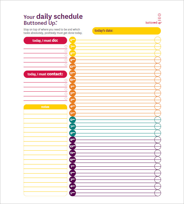 9 Hourly Schedule Template DocTemplates