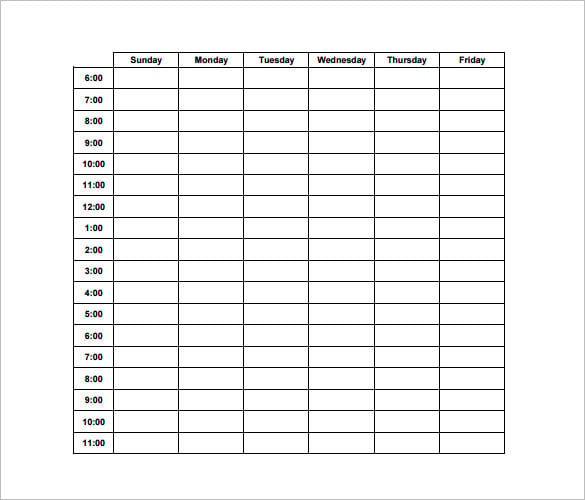 gardner hourly schedule template pdf download