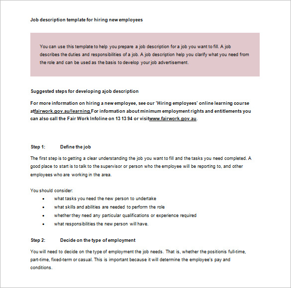 Job Description Template – 28+ Free Word, Excel, PDF 