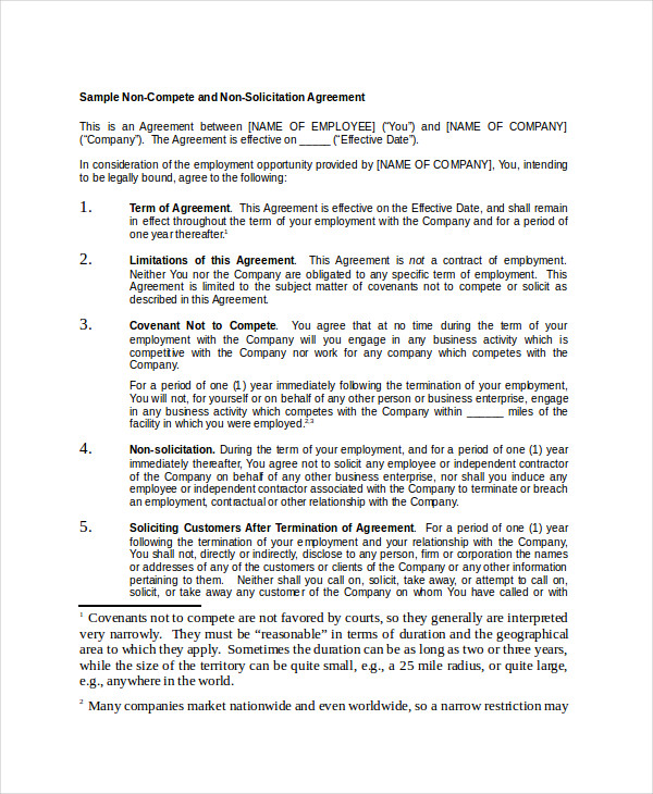 Non Solicitation Agreements Template PDF Template