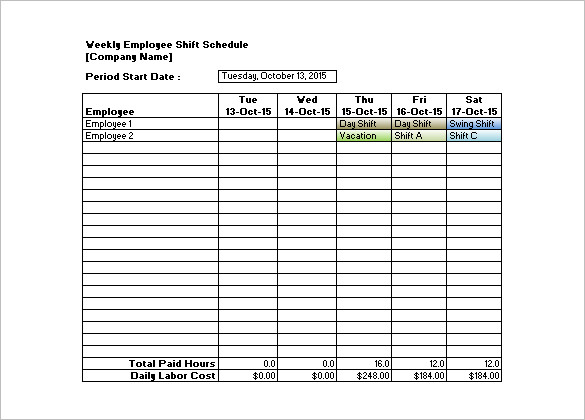 Shift Schedule Template - 20+ Free Word, Excel, Pdf Format Download 