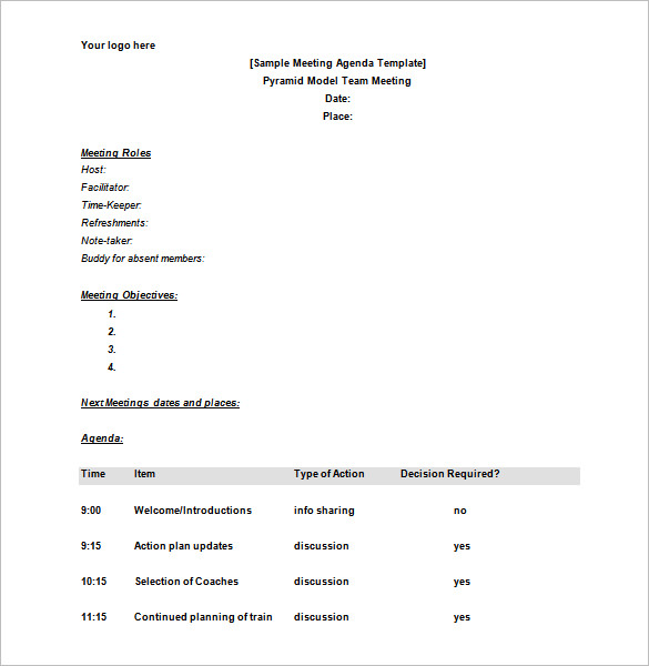 free download meeting schedule word format