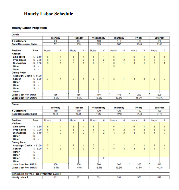 work schedule maker for restaurant