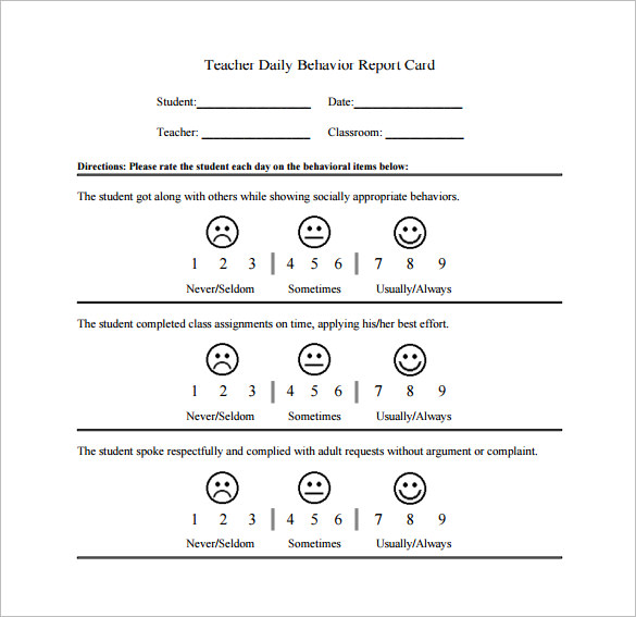 daily behavior chart for teacher example pdf template