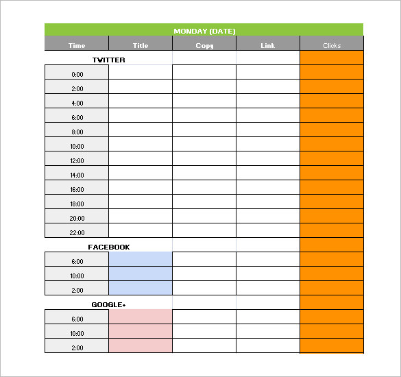 6 Social Media Schedule Templates Docs Excel PDF