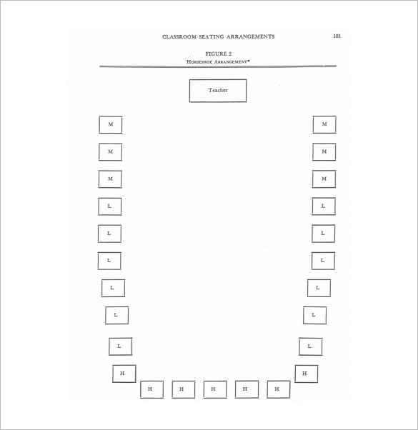 u shaped classroom seating chart example template