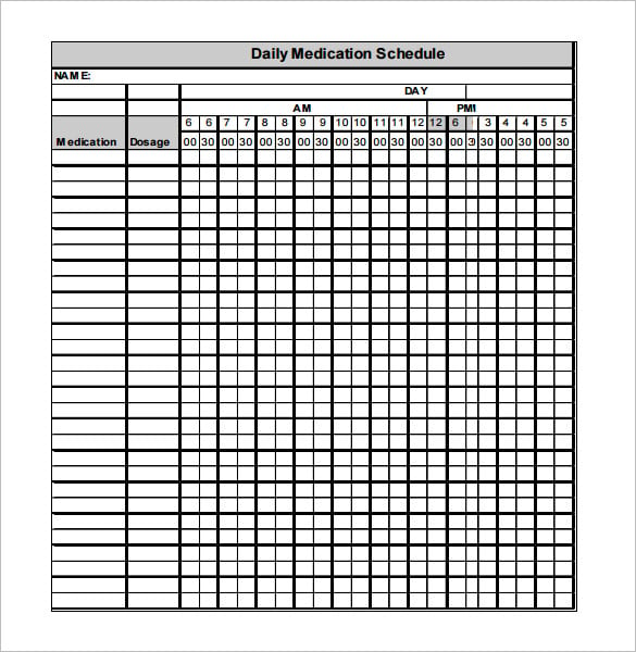 free download daily medication schedule pdf format