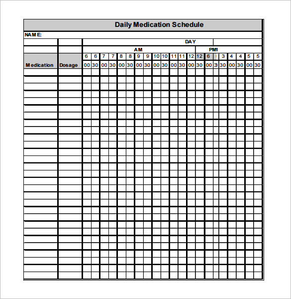 medicine timetable chart