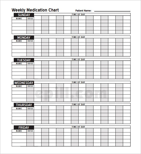 download free e pill weekly medication schedule template