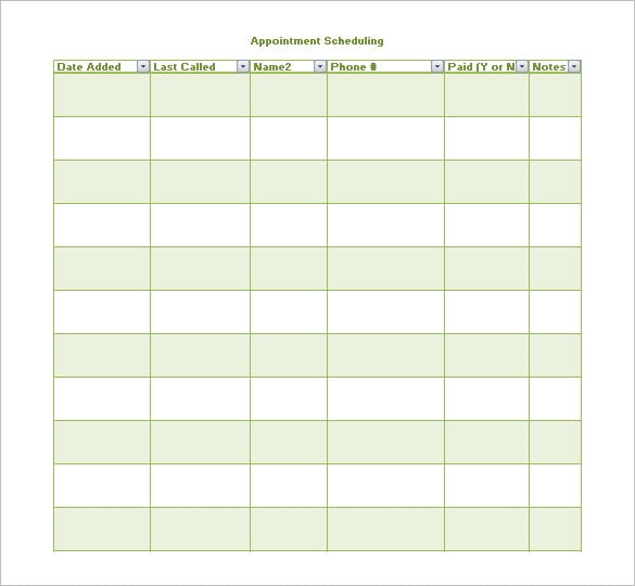 appointment scheduling template free download