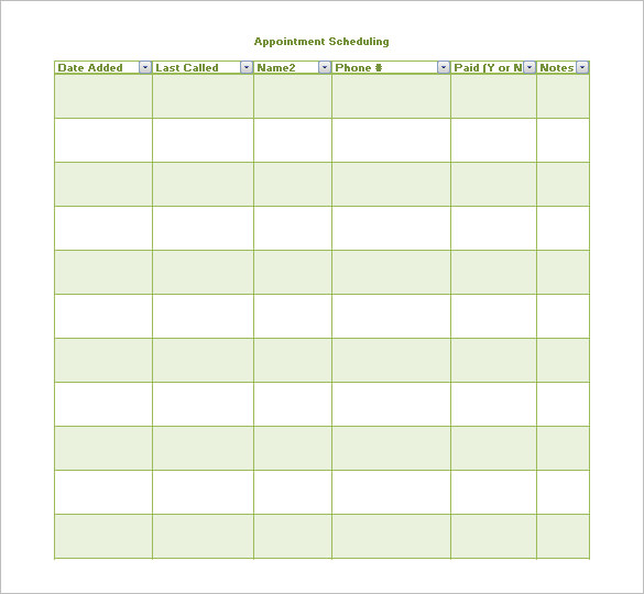 appointment scheduling template free download