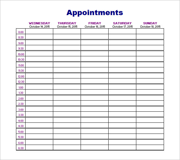 appointment chart template