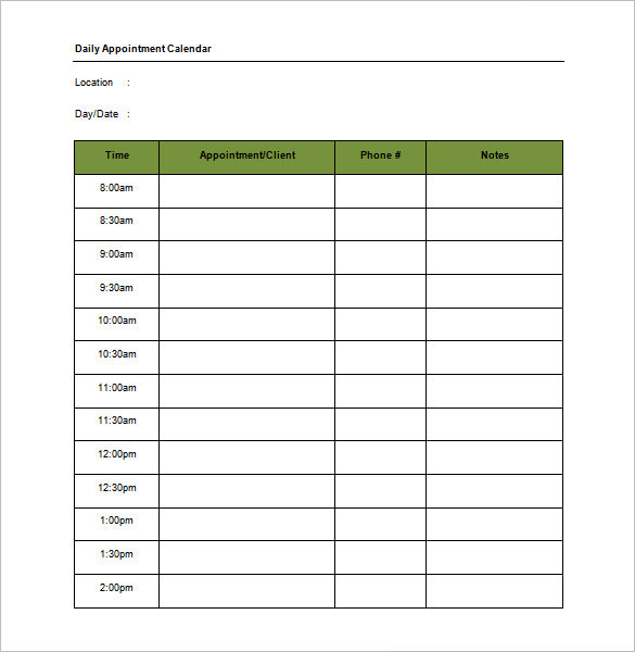 Appointment Schedule Templates 11 Free Word Excel PDF Formats 
